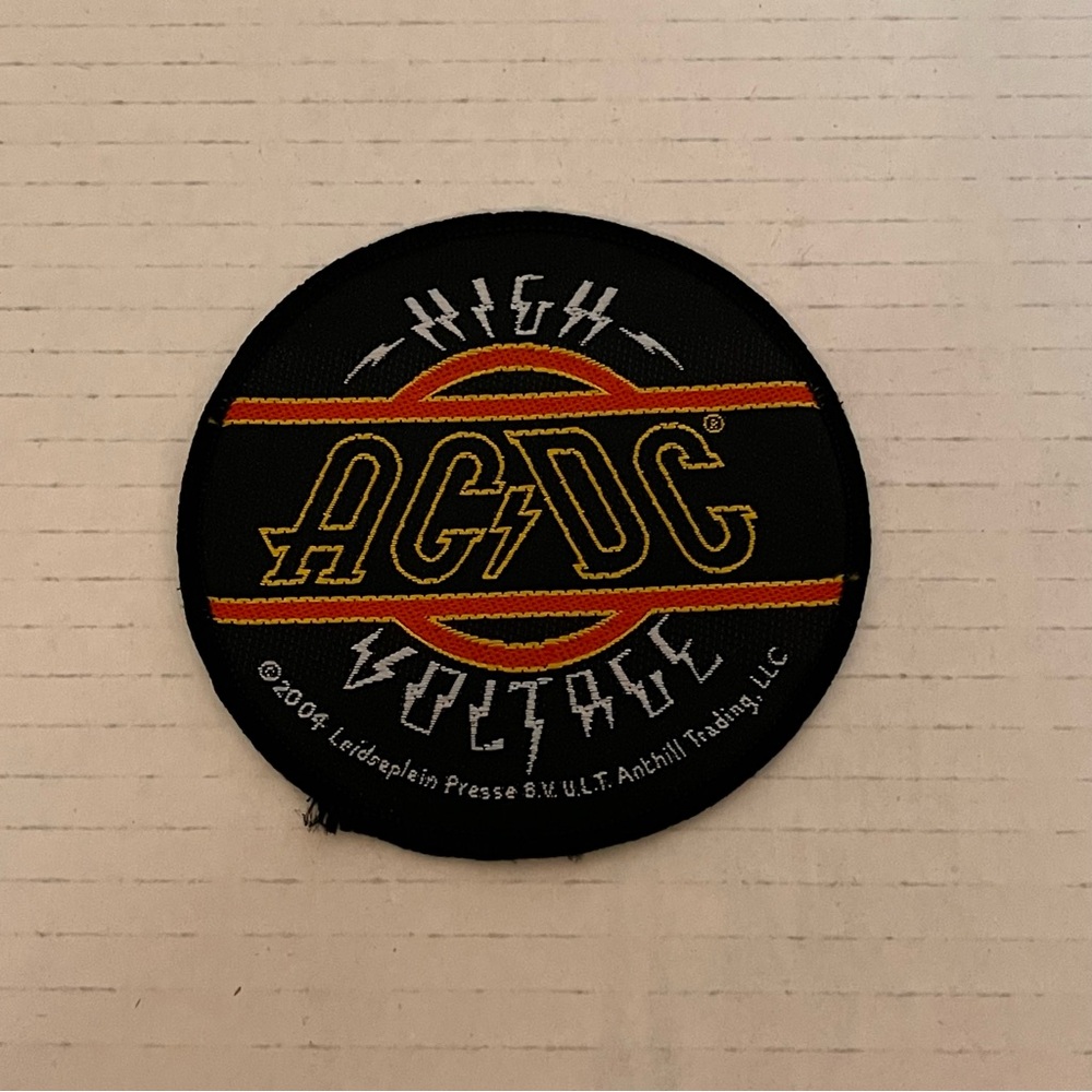 AC/DC High Voltage Patch Vintage original 2004 Anthill Trading , LLC Black Round
